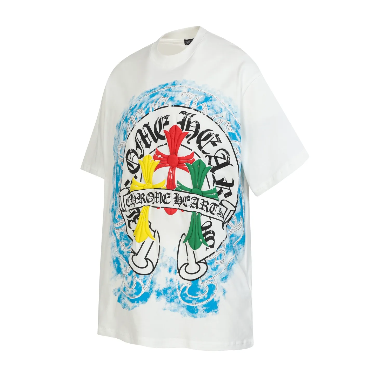 P170 Chrome Hearts CH Chrome Hearts Colorful Horseshoe Sanskrit Hot Diamond Letters Printed Short Sleeve T-shirt Uses direct injection imported machine printing. All hardware and accessories are milled and customized. Correctly configured. Black 2025 Chrome Hearts genuine packaging. 260 grams of custom-dyed double yarn cotton. Large version. Loose and stylish. Differentiated from low version, slim and long version with upper body and raised hips. 100% commitment: top quality. Not fast food. Highest version on the market. Top quality - different from ordinary versions on the market. If you care about quality, you should also respect the price. Absolutely 0 after-sales service and 0 return rate so far. It’s hard not to love the style - 260g double yarn cotton custom dyed fabric - Correct high-density main mark, washed tag, hand-sewn